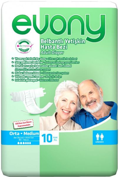 پوشک بزرگسال چسبی ایوونی سایز مدیوم بسته 10 عددی